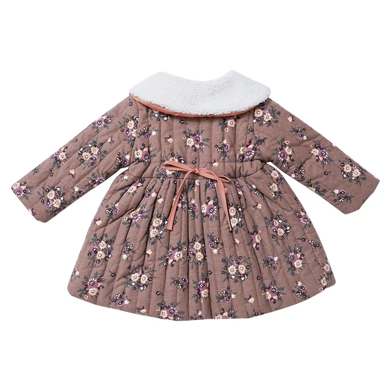 

Children's Plush Dress 2020 Winter New Fashion Cute Western Retro Girls Padded Jacket Lamb Wool Embroidered Lapel Cotton Coat