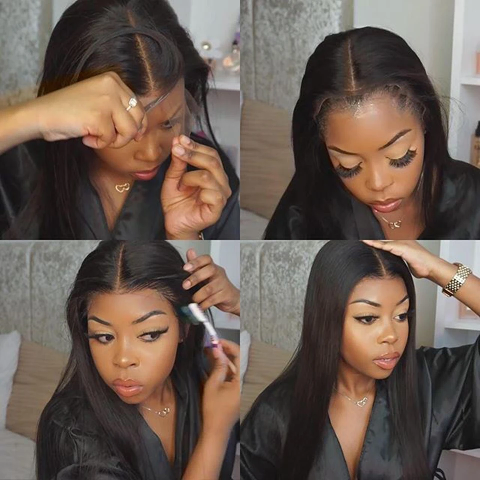 

Lace Frontal Wigs Human Hair Wigs Straight Pre Plucked Hairline Remy Brazilian Human Hair Natural Color