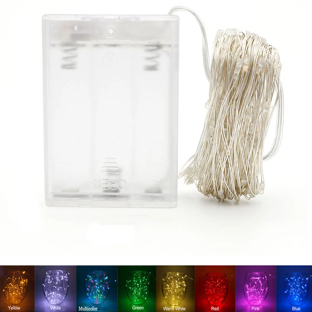 Светодиодная гирлянда из медной проволоки 10 м 100 светодиодов праздничное