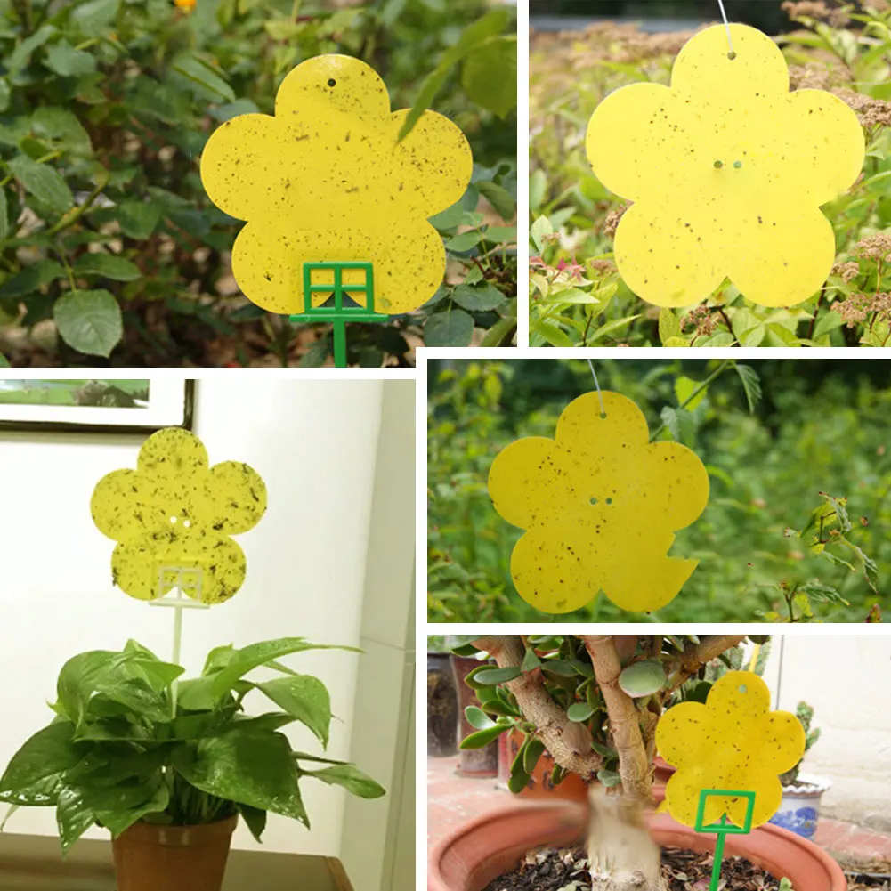 

Yellow Flower Type Sticky Insect Board Bracket Double-sided Sticky Trap Insect Control Pest Garden Flower Plant Mosquito Tool