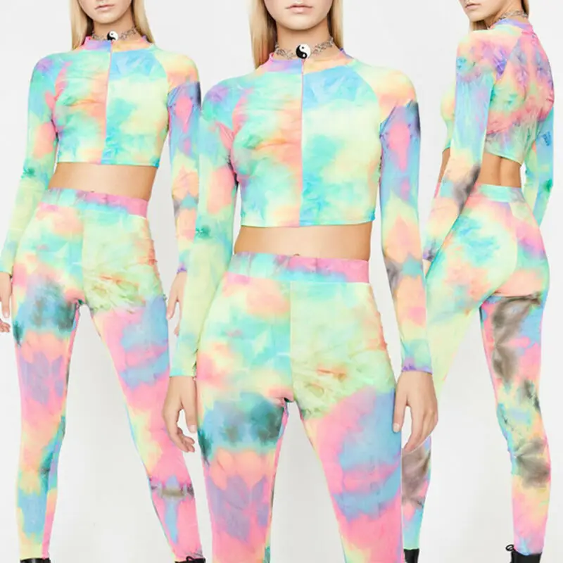 Новинка 2019 женские топы с длинными рукавами брюки комплект из 2 предметов яркое