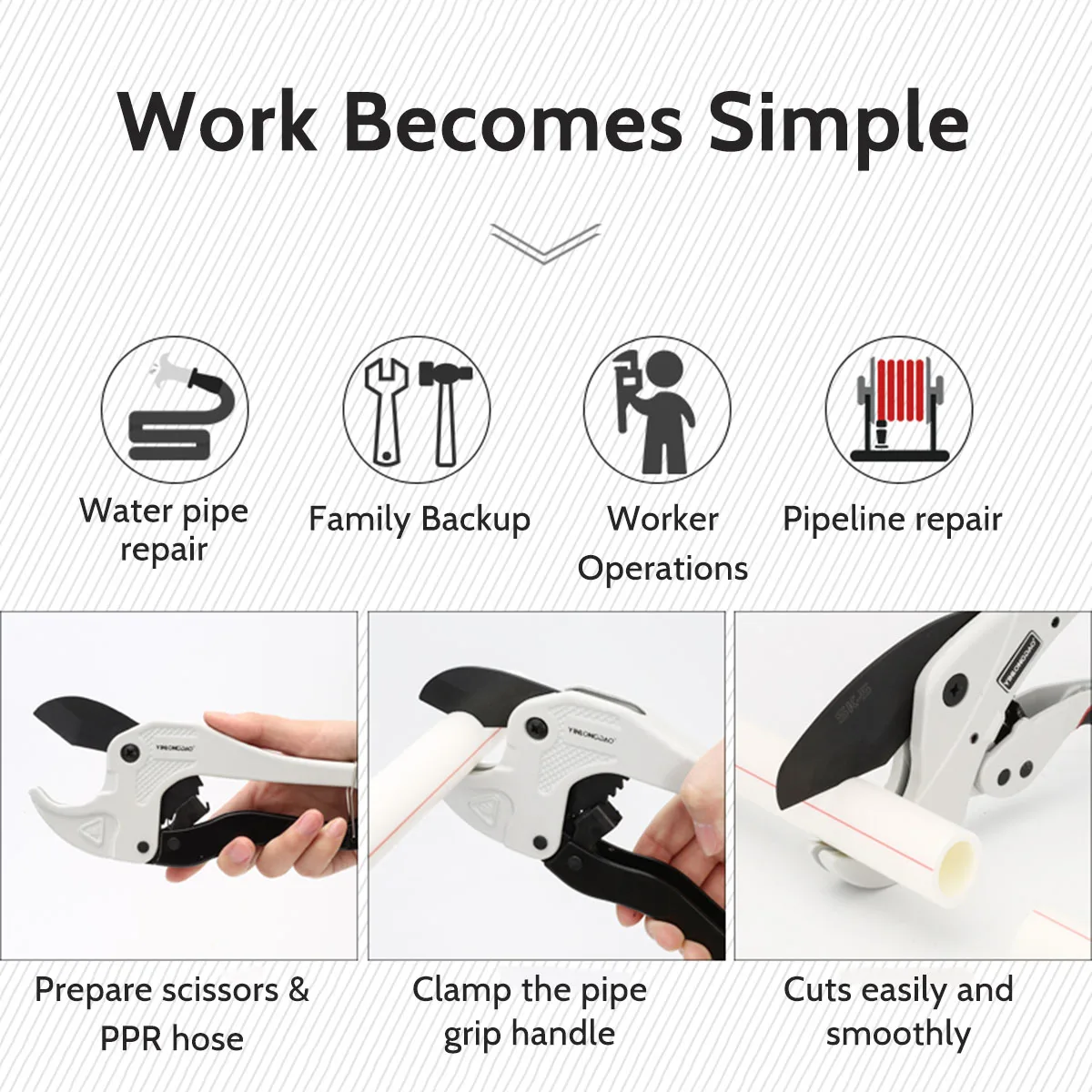 

PVC Strengthen Pipe Cutter 36/42/64mm Ratchet Scissor Tube Cutter PP/PE Hose Opener Tube Hose Cutting Plumbing Hand Tools 4Types