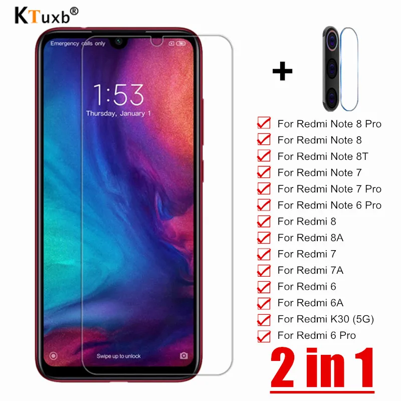 Защитное стекло для экрана и объектива камеры Xiaomi Redmi K30 6 8A Note Pro 8T|Защитные стёкла