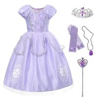 little girls sofia dress up carnival cosplay princess sofia costume birthday party ball gown kid purple vestidos