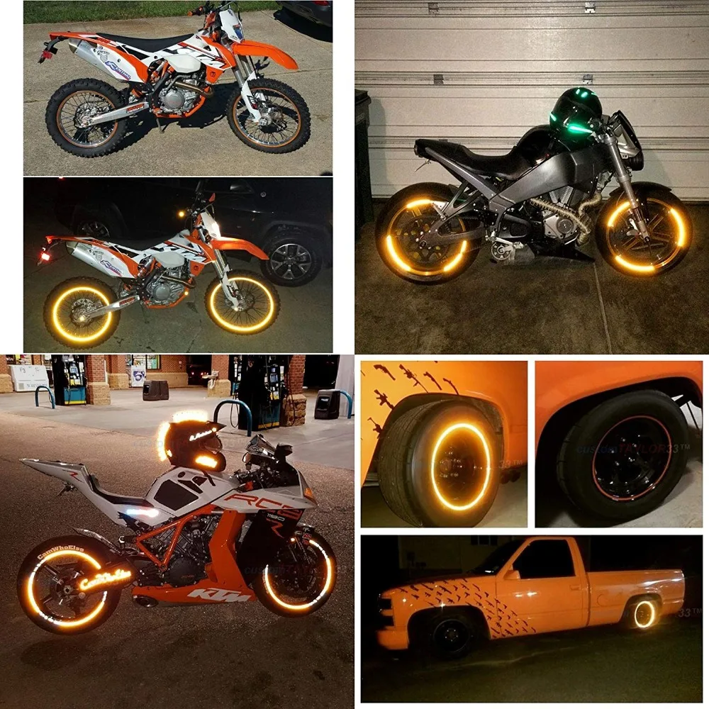 

16 Reflective Scooter Bike Motorcycle Stickers 18" Auto Car Wheel Rim Tapes Moto Bandes de Jantefor Yamaha Honda Harley Suzuki