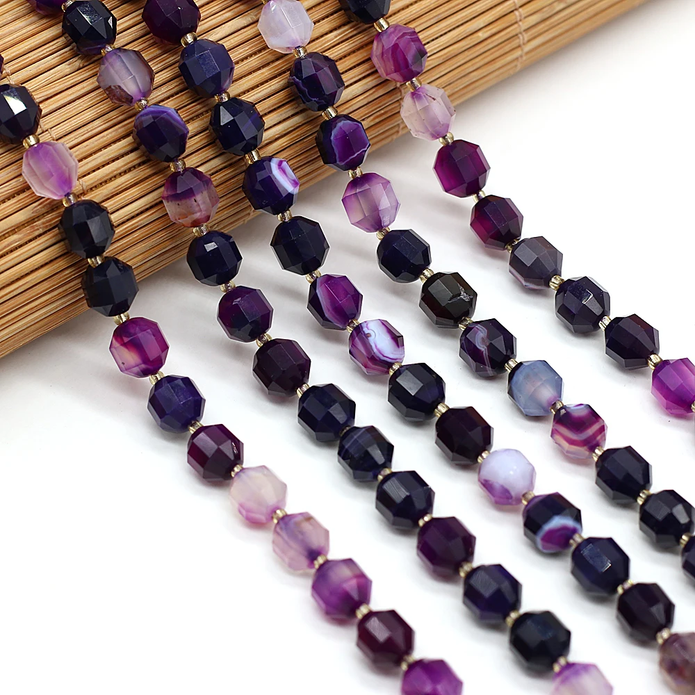 

Натуральный Полудрагоценный камень, Фиолетовый Агат, круглый граненый бисер, сделай сам, женское ожерелье, браслет, изысканная бижутерия, п...