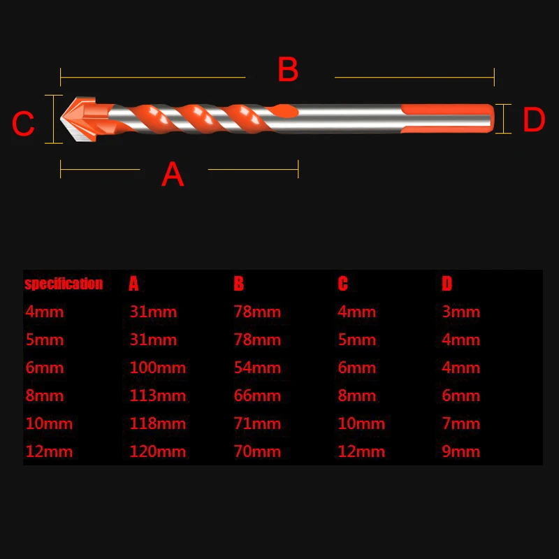 Треугольное сверло Керамика стены Стекло цементная бетонная Расширитель