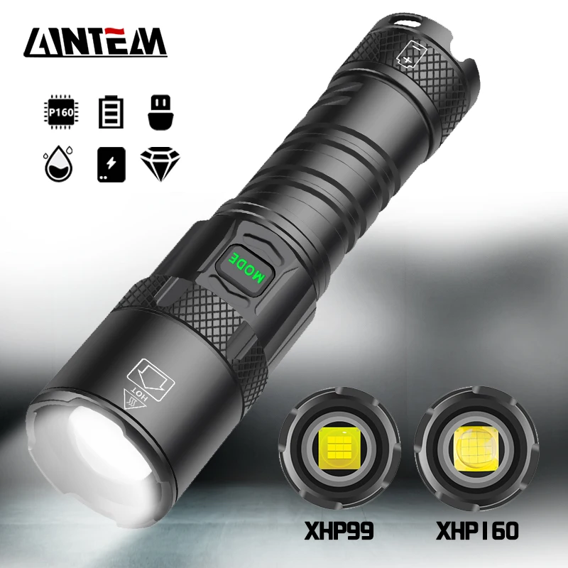 

XHP160 New Led Flashlight 16 Cores Led Torch Most Powerful USB Rechargeable Tactical Flashlights XHP99 Flash Light Use 26650
