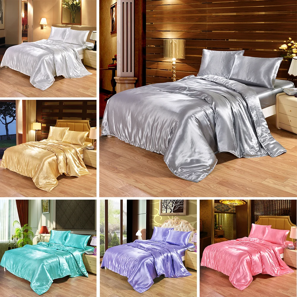 

Luxury Bedding Set Satin Silk Duvet Cover Pillowcase Bed Sheet Comforter Bedding Sets Twin Size King Bed Set Single Queen