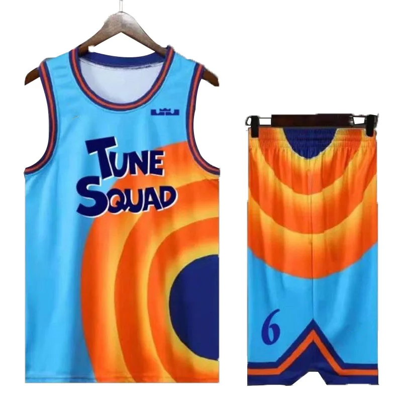 costume space jam james 6 movie tune squad basketball jersey set sports air slam dunk sleeve shirt singlet uniform free global shipping
