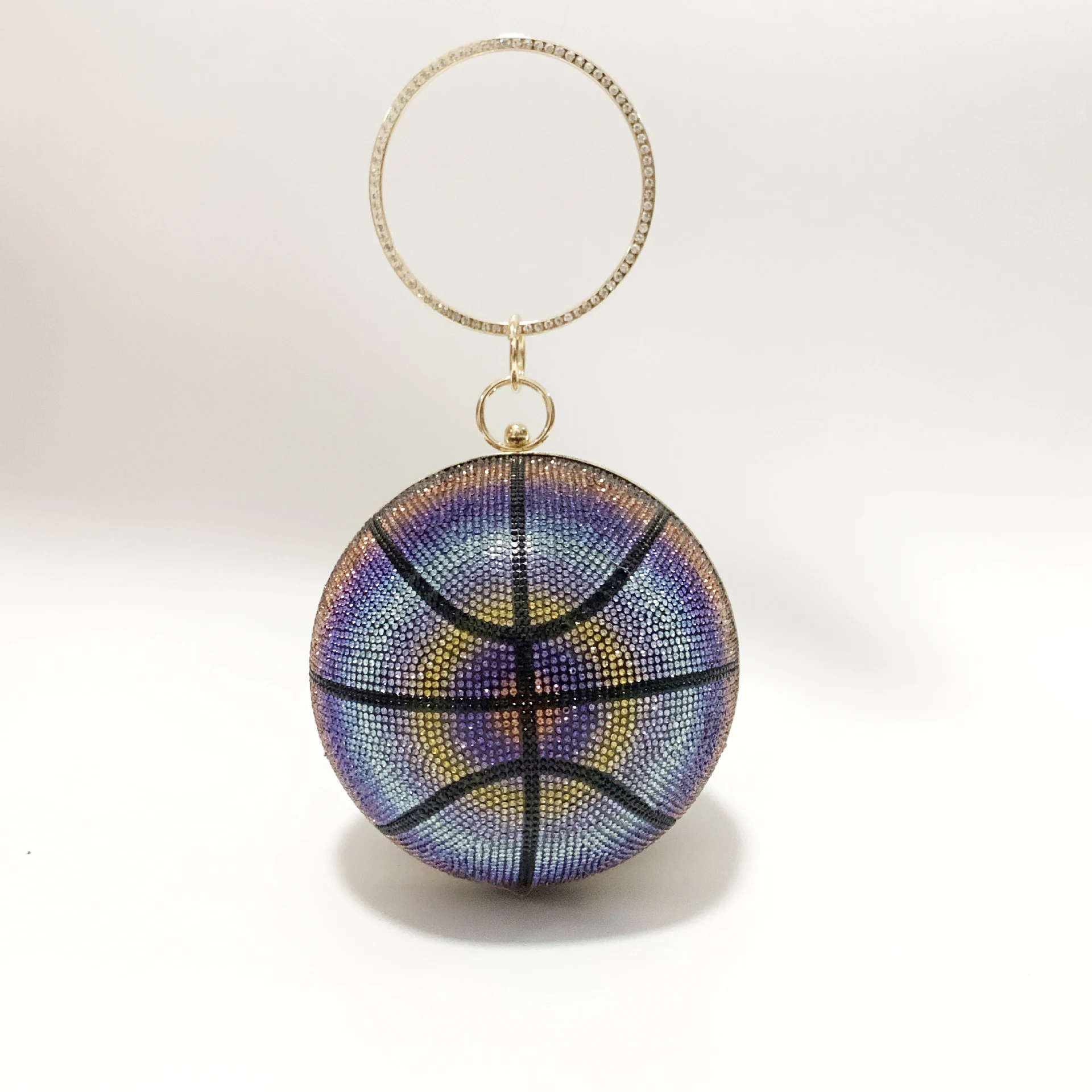 

2022 big basketball full water diamond color diamond bracelet, hand bag, one-shoulder ball, lady bag, dinner bag, dinner bag