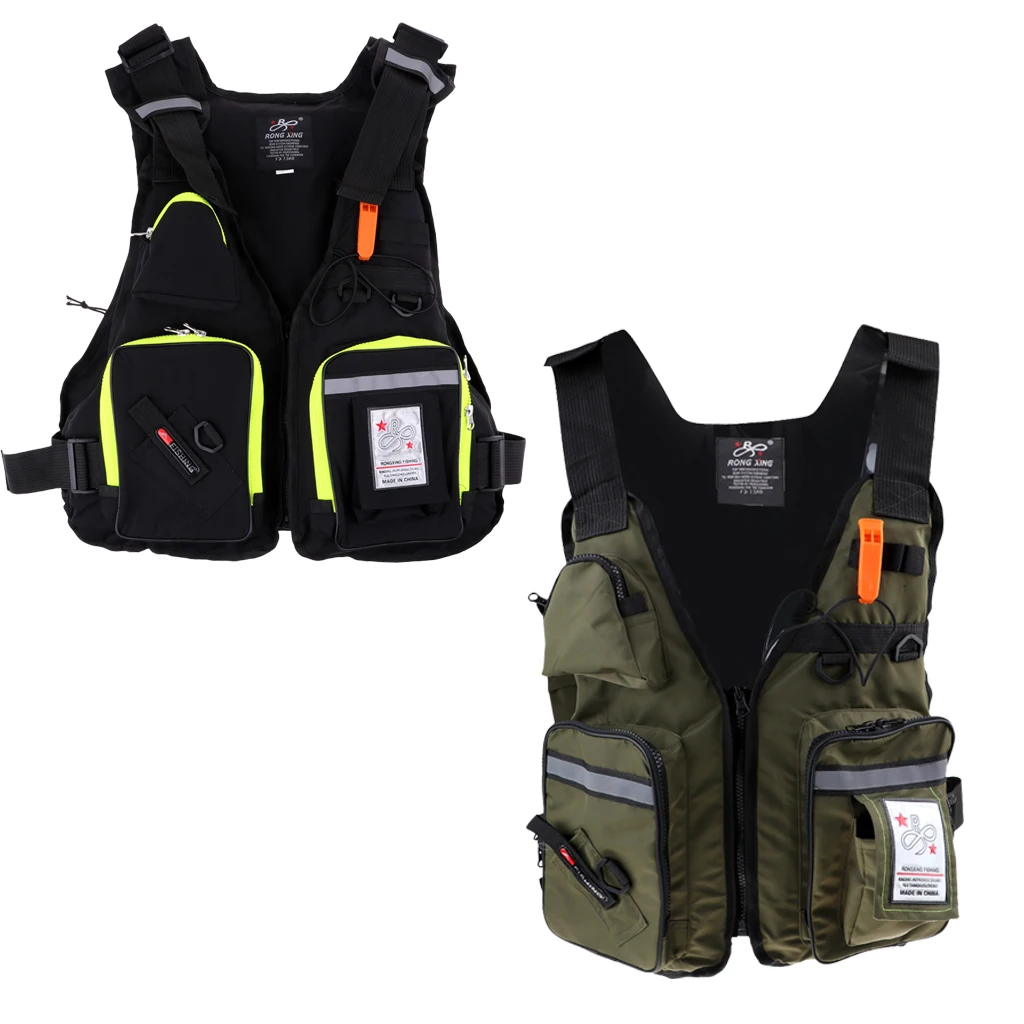 

Fishing Kayak Canoe Sailing Swimming Outdoor Water Sports Multi Pocket Buoyancy Aid Vest Safety with Whistle