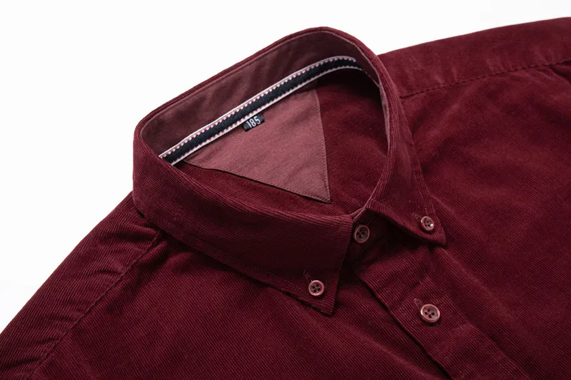8XL 5XL 6xl осень/зима теплое качество хлопок вельвет с длинным рукавом Кнопка Воротник Смарт повседневные рубашки для мужчин удобные