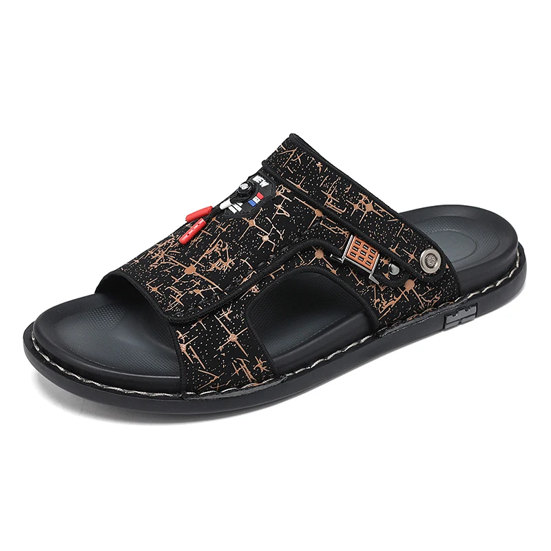 

Man Summer Hot Sale New Fashion Leisure Sandals Male Non-slip Beach Leather Slippers Hombre Outdoor Comfy Travel Casual Sandals