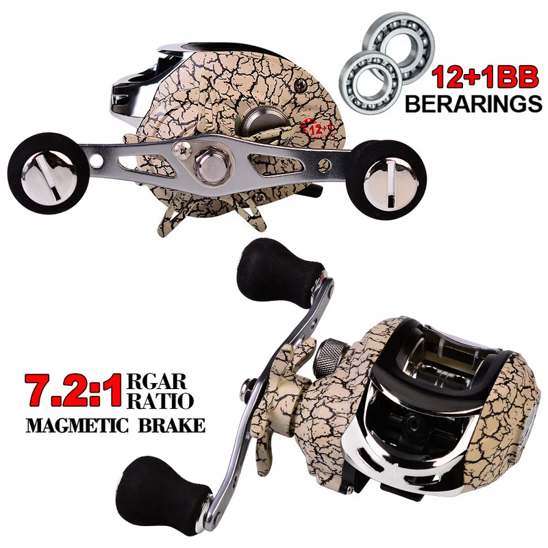 

Baitcasting Reel 7.2:1 High Speed 12+1BB Super Long Casting Fishing Reel Aluminum Alloy Spool 10KG Max Drag Carp Fishing Tackle