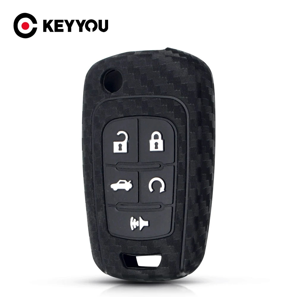 

KEYYOU For Chevrolet Cruze Aveo Trax Carbon Silicone Car Key Fob Case For Opel Astra Corsa Meriva Zafira Antara J Mokka Insignia