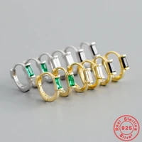 925 sterling silver european and american temperament small square zircon white green black circle hoop earrings for women