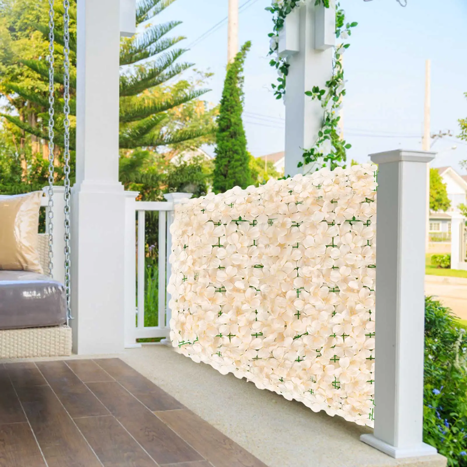 

Colorful Artificial Leaf Garden Fence Screening Roll UV Fade Protected Privacy Artificial Fence Private Balcony Screen