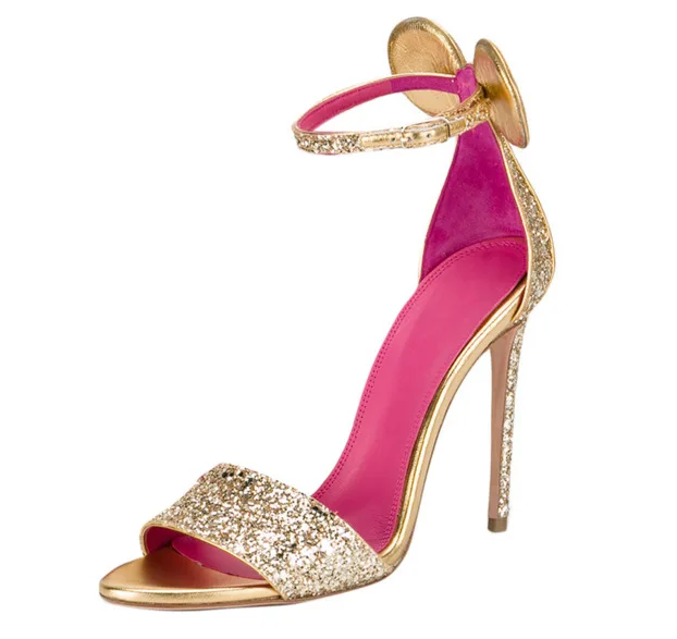 Туфли лодочки на шпильке для мужчин и женщин Атласные босоножки с бантом