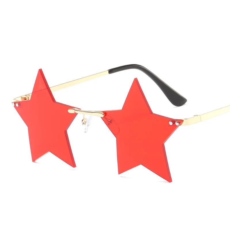 

2021 Vintage Unique Star Shape Mirror Rimless Sunglasses Women Fashion Clear Ocean Lens Eyewear Men Trending Sun Glasses Shades