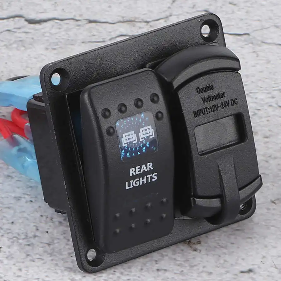 12 В 24 2 клавишный переключатель панель USB с цифровым вольтметром 5PIN двойной