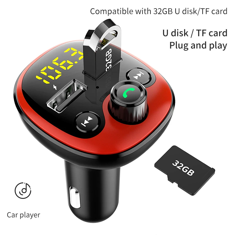 Fm передатчик Bluetooth Автомобильный 3.1A двойной USB зарядка радио Hands Free TF карта