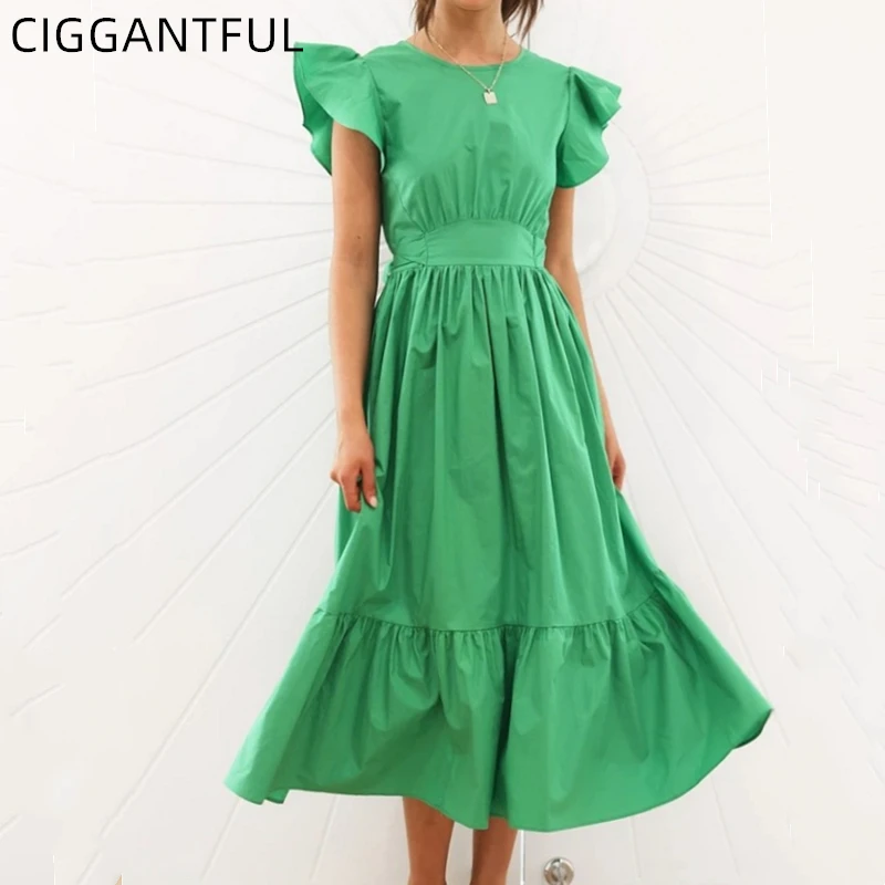 

Новинка 2022 года; Сезон весна-лето; Милое Плиссированное однотонное платье средней длины со шнуровкой на талии; Модные элегантные плиссирова...