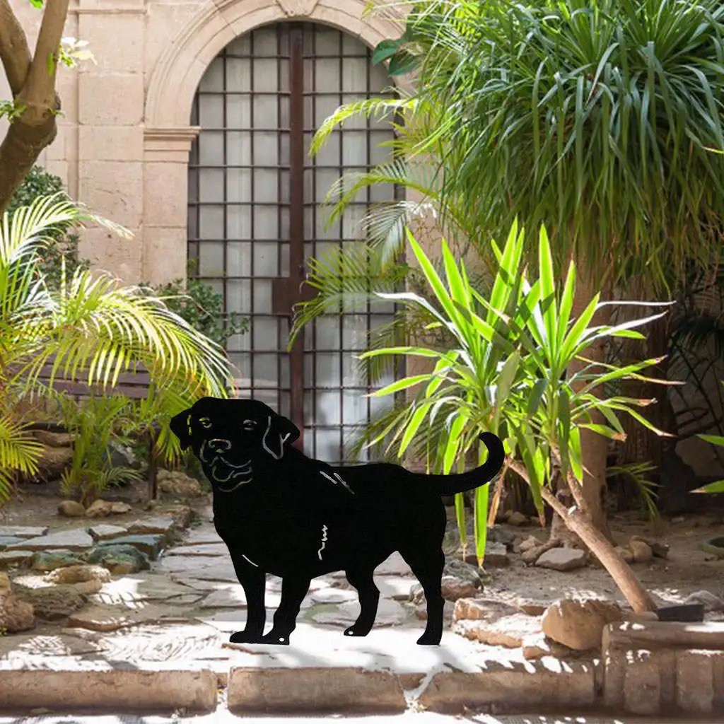 

Металлическое художественное украшение в форме собаки, прочная статуя, контур животного, Декор, нержавеющие садовые стойки для двора