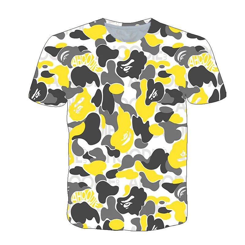 

Summer New Men's T-Shirt Red Gray Green Camouflage 3D Printing T-Shirt Men's Casual Round Neck Short-Sleeved T-Shirt 6XL