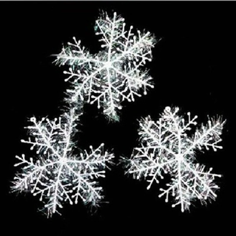 Белые пластиковые поддельные снежинки рождественские украшения подвеска для