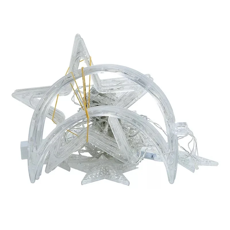 

Star Moon Led Curtain Garland String Lights Icicle 3.5M 220V Outdoor Lamp For Bar Bedroom Wedding Party Garden Window Mall Decor