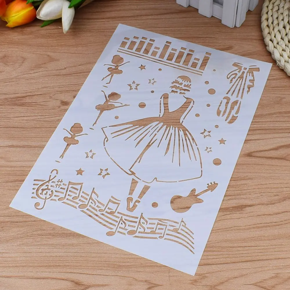 1 шт. многоразовый трафарет в форме музыкальной балерины|Трафареты| |