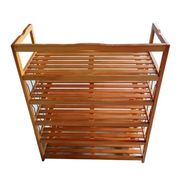 

5-Tier Simple Wooden Shoe Rack Wood Color Shoe Storage Organizer Shoe Cabinet