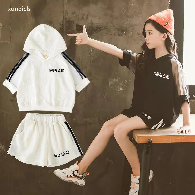 

Kids Clothes Girls Summer Suit 2021 Baby Short Sleeve Top +shorts 2pc Children Sportswear Teenage Girls Clothing Sets