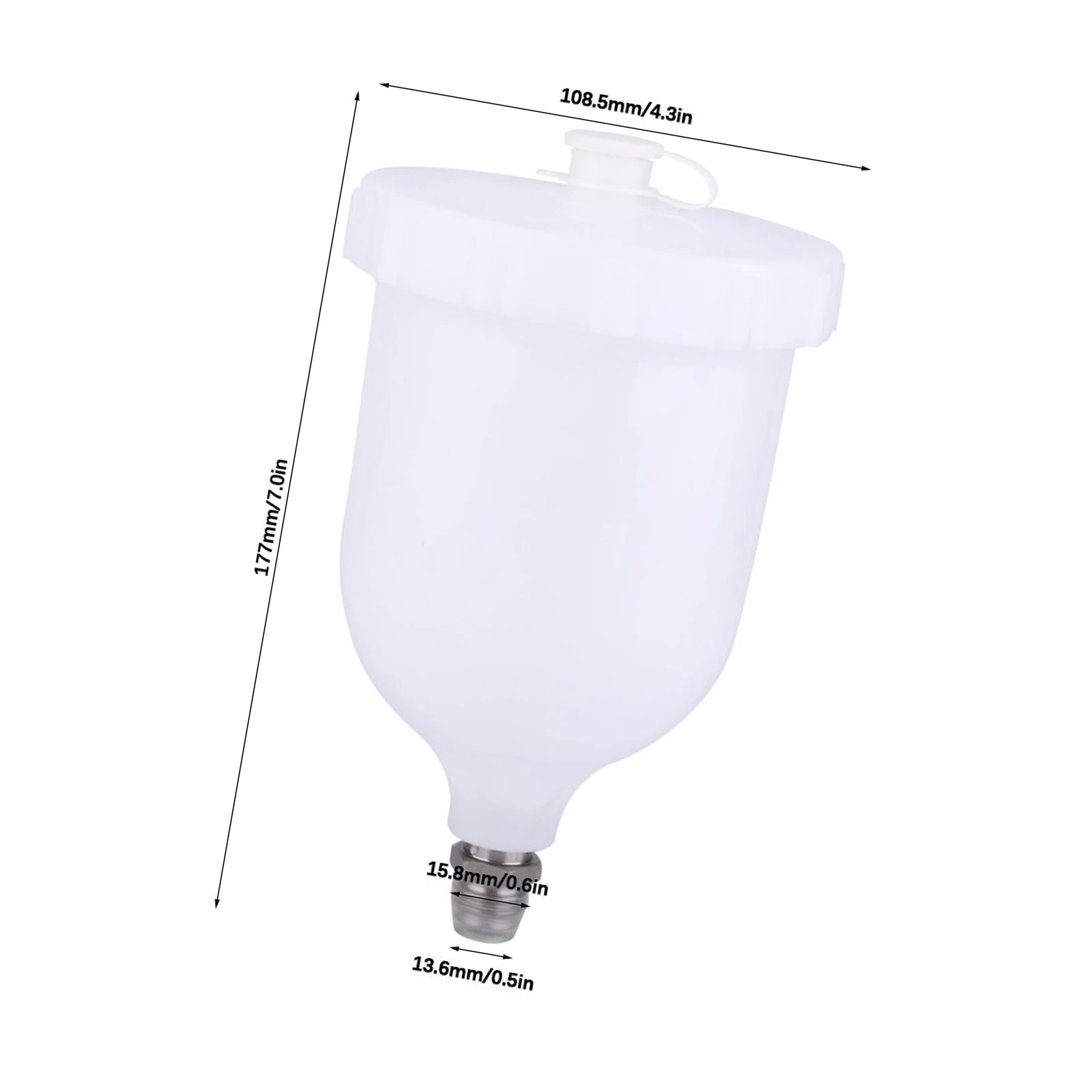 

600mL Paint Spray Gun Pot Air Gravity Plastic Paint Cup Male Thread Connector Tornador Gravity Feed Paint Pot