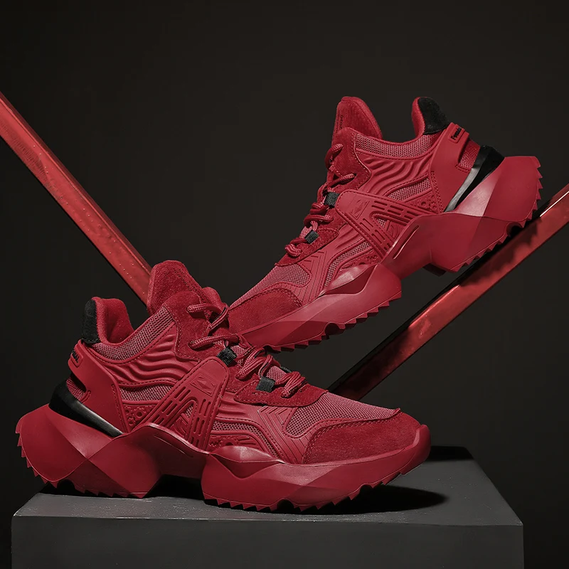 

Мужские кроссовки на платформе, удобная обувь для бега, на толстой подошве, уличные спортивные кеды, кроссовки для тренировок, обувь для пап...