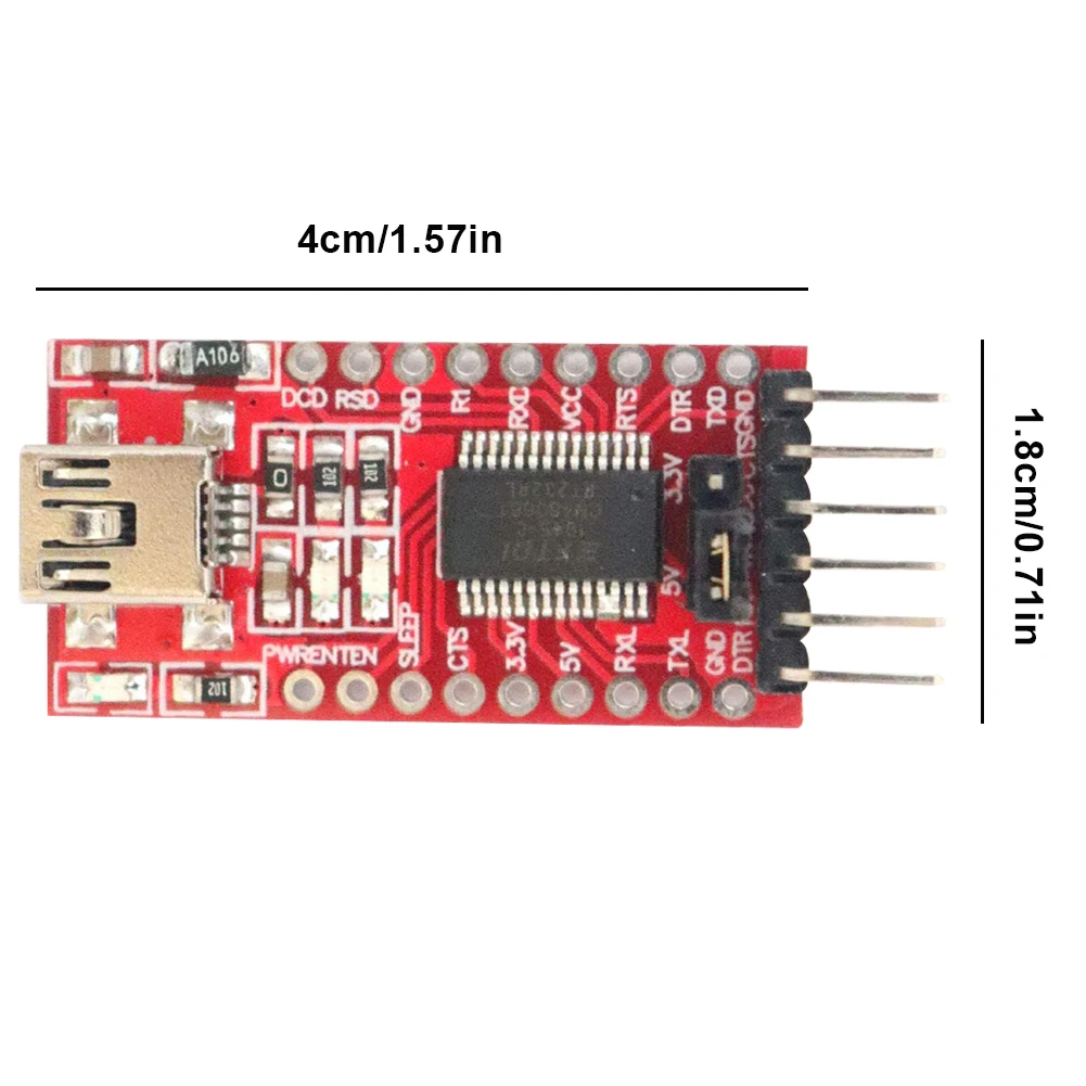 

Mini USB To TTL Serial Converter FT232RL Chip DTR RXD TX VCC CTS GND 6Pin 3.3V 5.5V Adapter Module Mini Port 5PCS