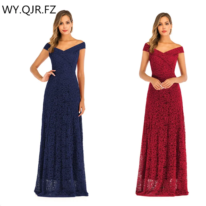 Платье подружки невесты длинное кружевное платье бордового и темно синего цвета