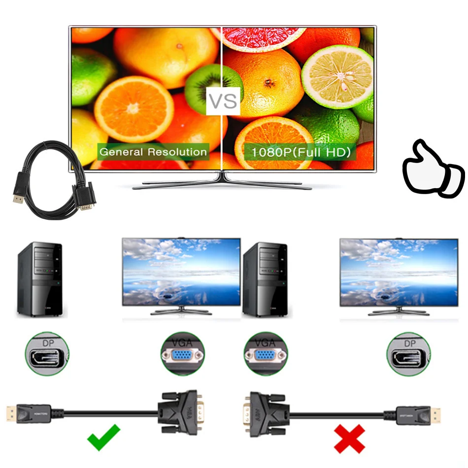 Кабель-преобразователь WVVMVV с DisplayPort DP на VGA 1 8 м | Электроника