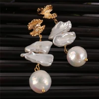 natural white round baroque pearl earring 18k holiday gifts earbob natural mesmerizing women jewelry accessories dangle party