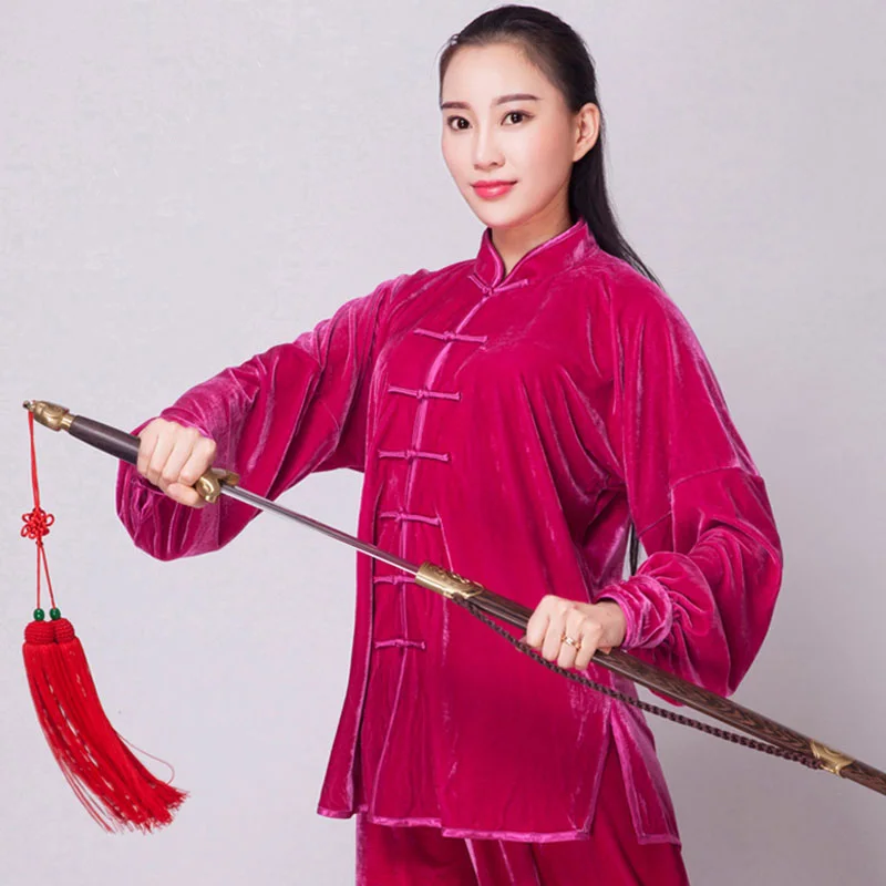 

Утолщенная бархатная унисекс форма USHINE в китайском стиле на осень и зиму, тайчи, одежда для выступлений, костюмы для мужчин и женщин