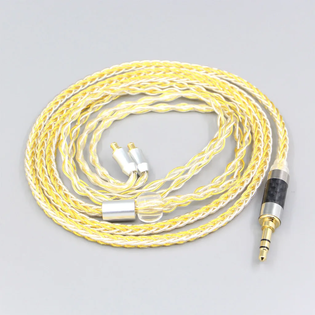 LN007310 8 Core ручная работа цвет серебристый Золотой Покрытие наушников кабель для