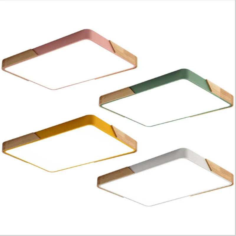 

MDWELL Wood Rectangle Nordic Multicolor Alloy Modern Led Ceiling Lights Living Room Oak Study Room Bedroom Ceiling Lamp Fixtures