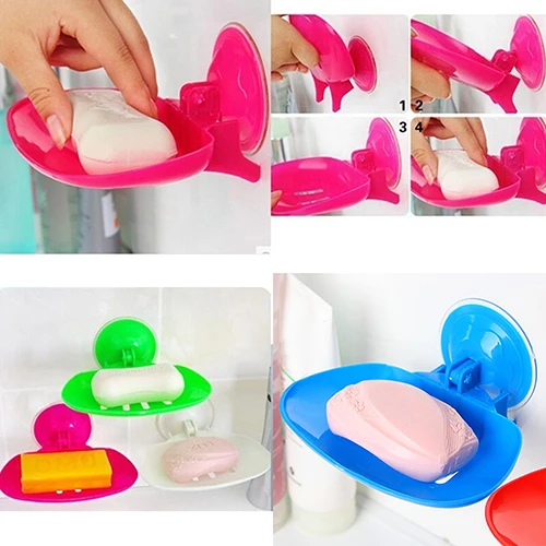 

Home Bathroom Accessories Vacuum Strong Wall Suction Cup Box Soap Holder Soap Dish Suction Holder Storage Basket Soap Box Stand