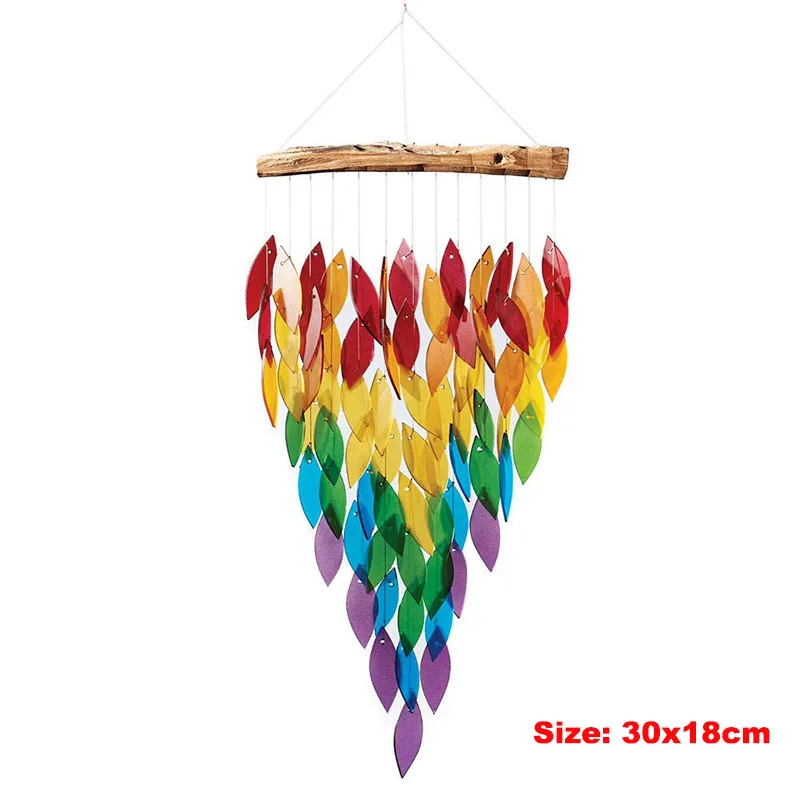 

Wind Chimes Rainbow Leaves Window Hanging Suncatcher Fengshui Wind Chimes Decoration for Patio,Balcony,Garden