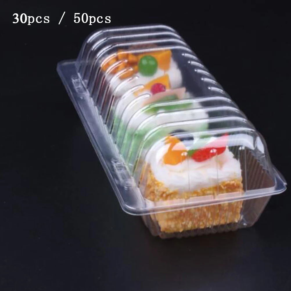 

30/50pcs Cupcake Boxes And Packaging Transparant Clear Cake Box Disposable Rectangle Cake Box Fruit Dessert Sushi Roll Bread Box