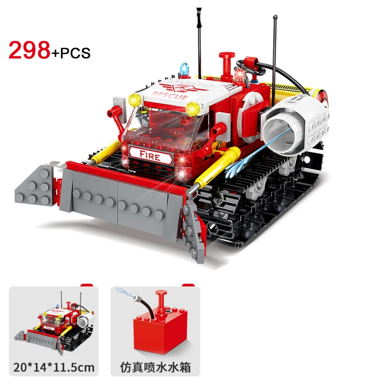 

City Fire Station Water Spray Fire Rescue Helicopter Truck Car City Building Blocks Bricks Set Educational Children Toys For Boy