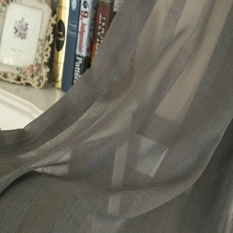 Современные декоративные льняные полосатые домашние белые прозрачные оконные