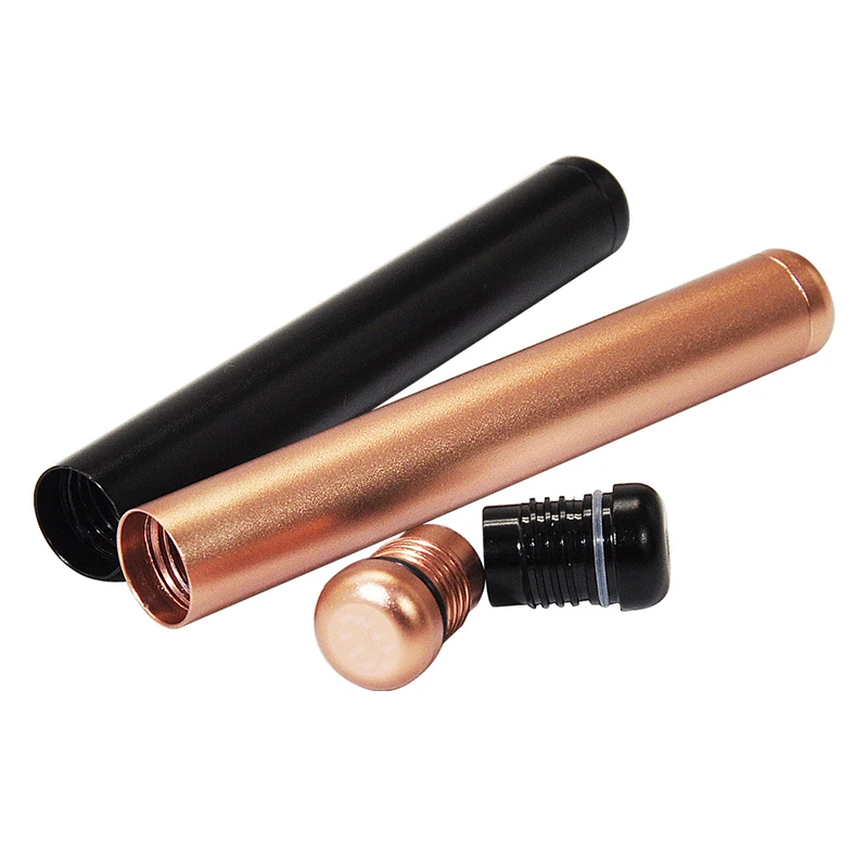 

Aircraft Aluminum Doob Tube Storage Container Stash Jar 110MM Metal Stash Jar With Cigarette Rolling Cone Paper Holder