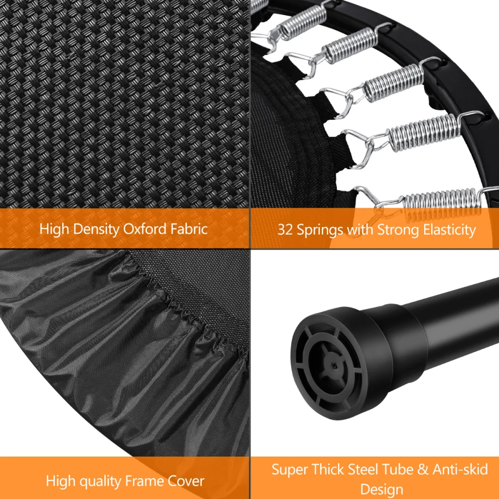 

MOVTOTOP 40in Folding Trampoline Fitness Cardio Round Trampoline Aerobic Exercise Trainer Load to 120 kg (Black)